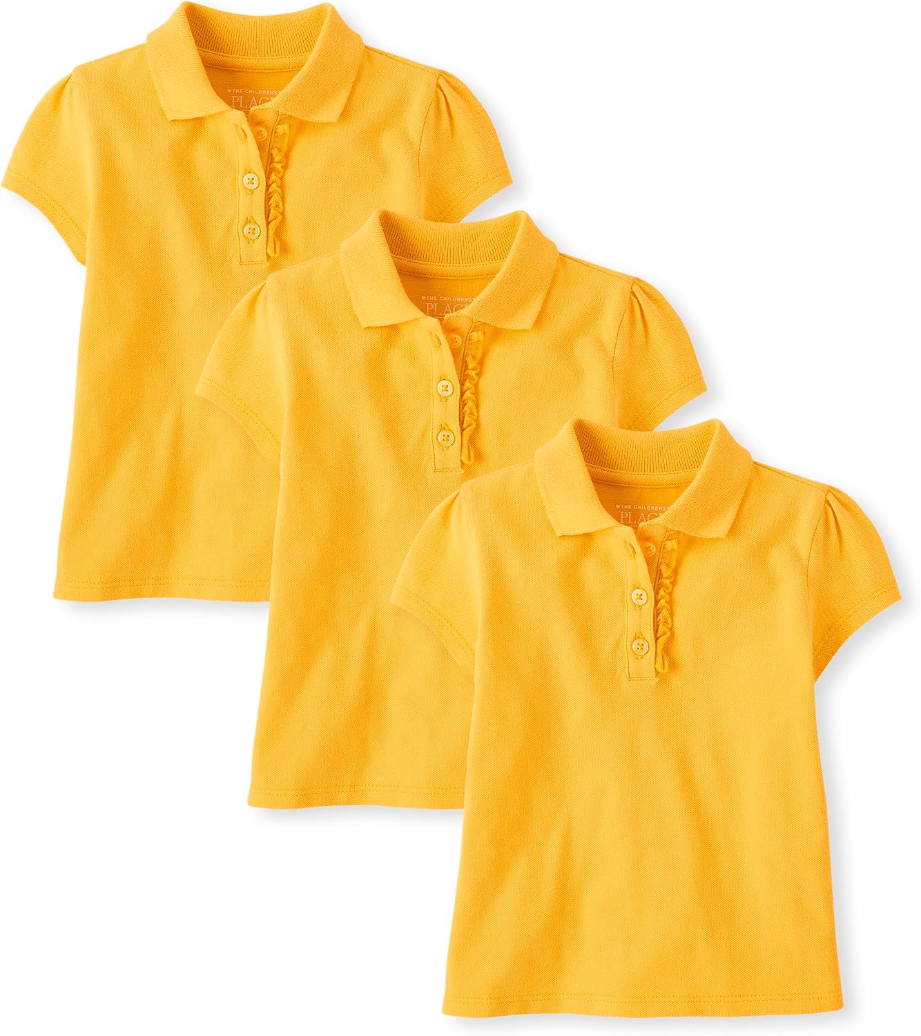 Detalle de The Children's Place Girls' Toddler 3-Pack Ruffle Pique Polo Shirts