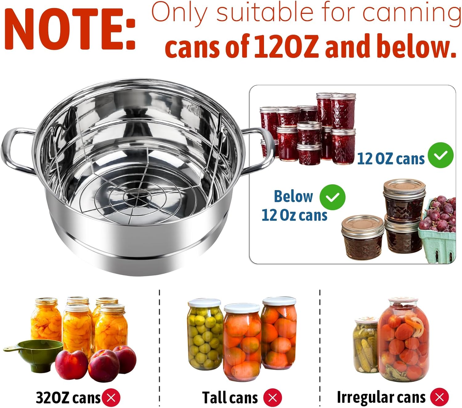 Detalle de Canning Pot-Canning Supplies Starter Kit: Stainless Steel Water Bath Canner with Rack
