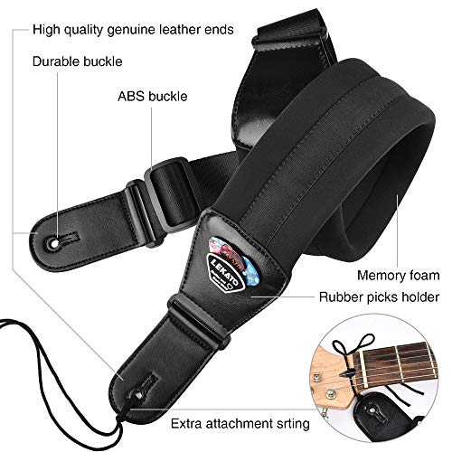 Thumbnail 4 de LEKATO Comfortable Guitar Strap with Memory Foam - 3" Wide, 45"–55" Adjustable