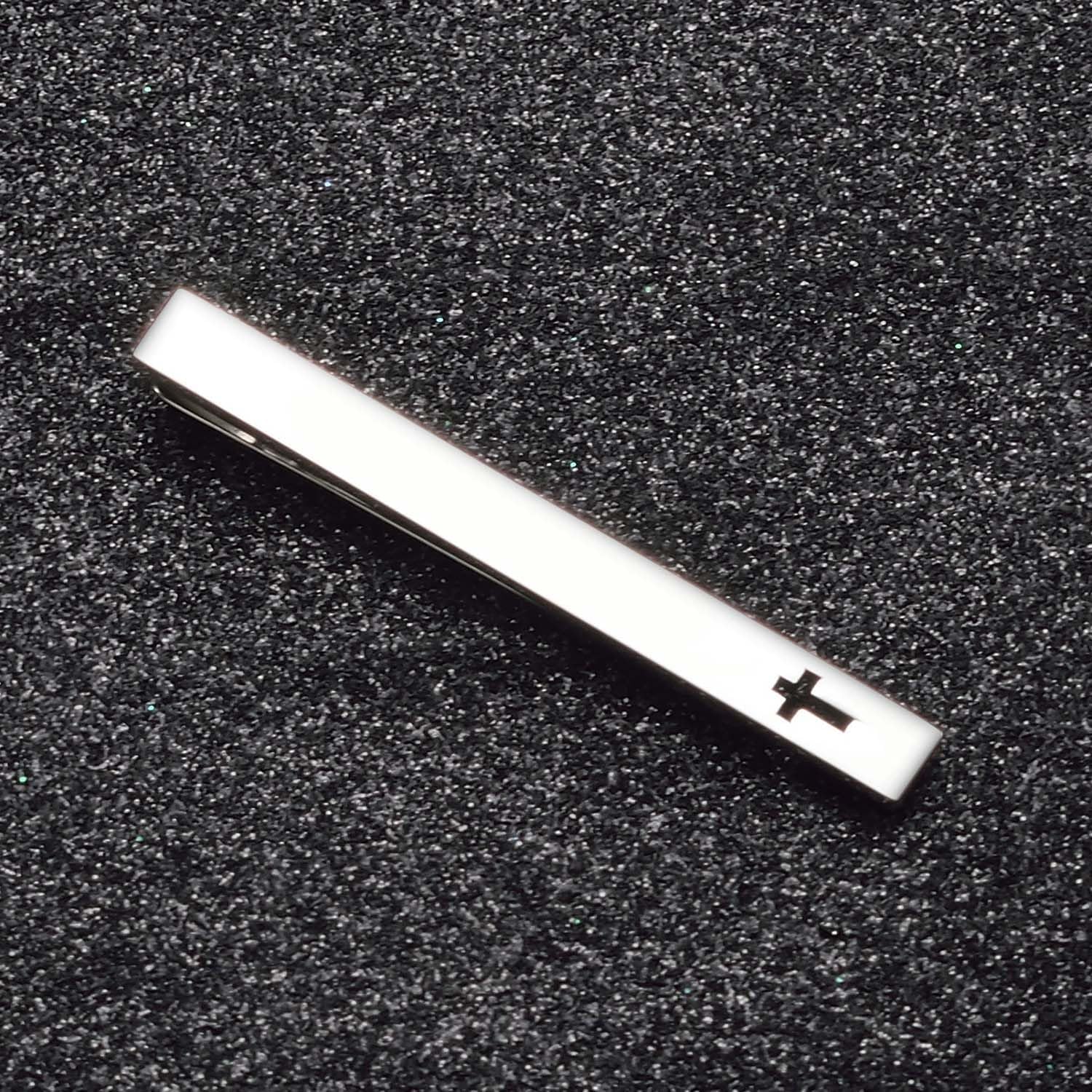 Thumbnail 3 de Asienice goldene Krawattenklammer Kreuz – Krawattennadel Silber glatt mit sicherem Clip für Hochzeit & Beerdigung