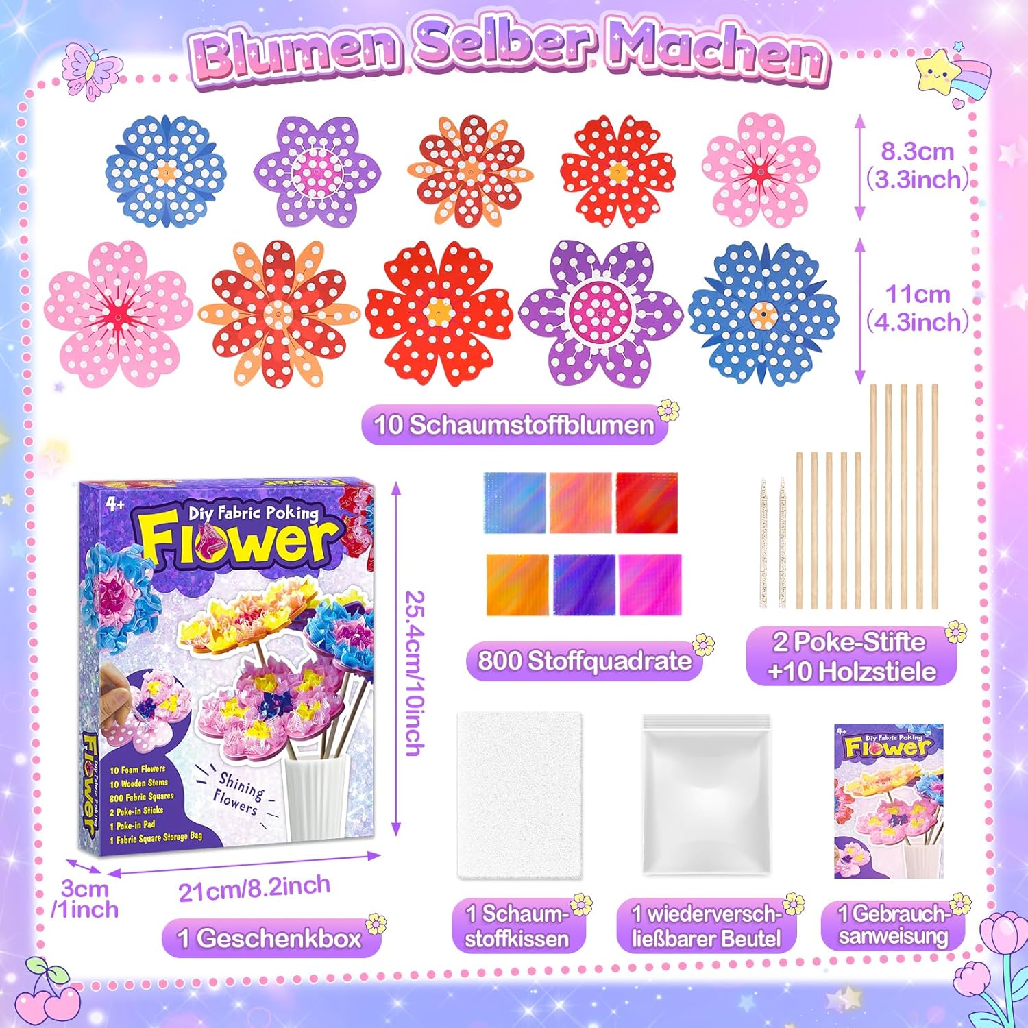 Thumbnail 6 de Geschenk Mädchen 5–8 Jahre: Bastelset Blumenstrauß mit Pailletten – DIY-Blumen & Zimmerdeko