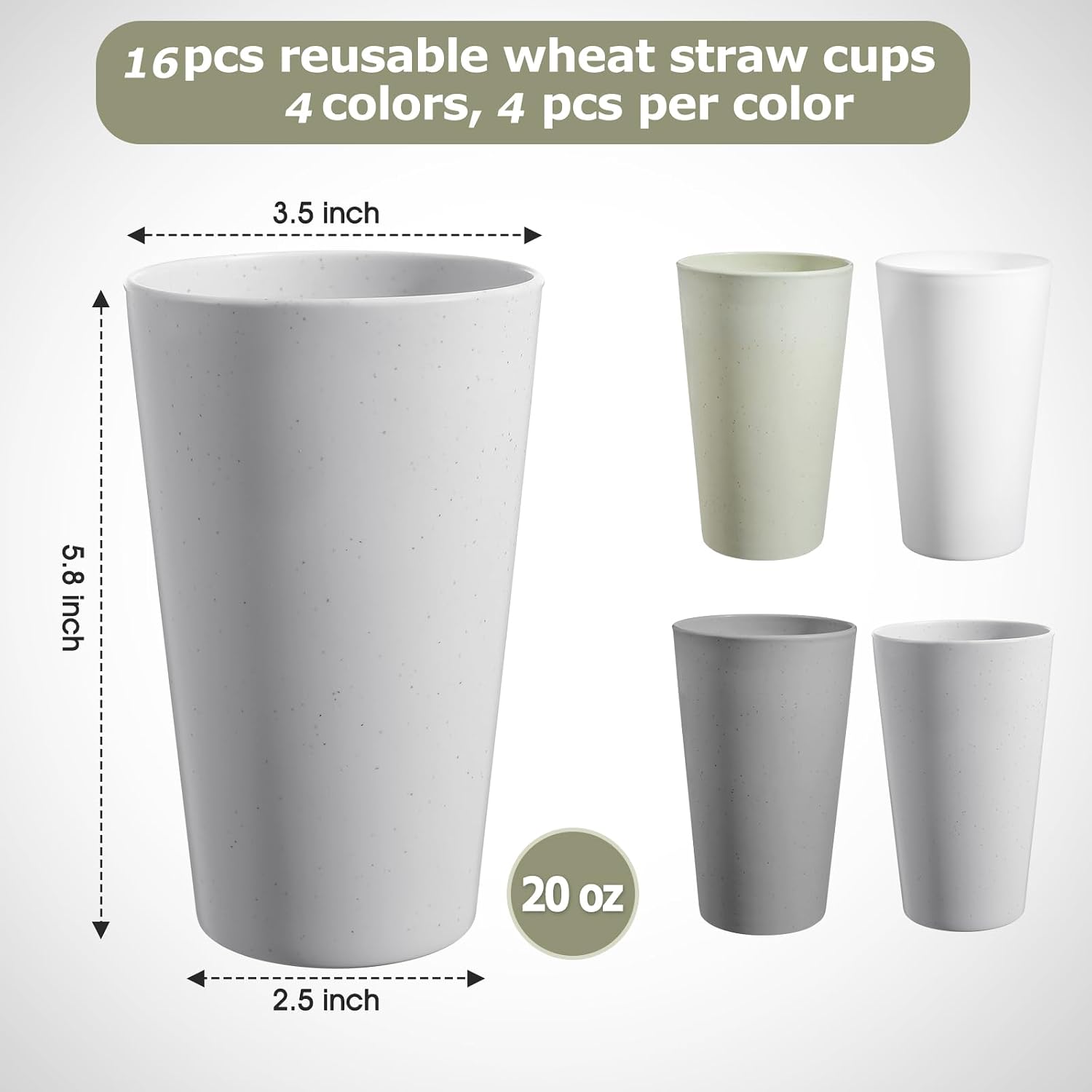 Detalle 2 de HEYCOME Wheat Straw Cups, 20 oz