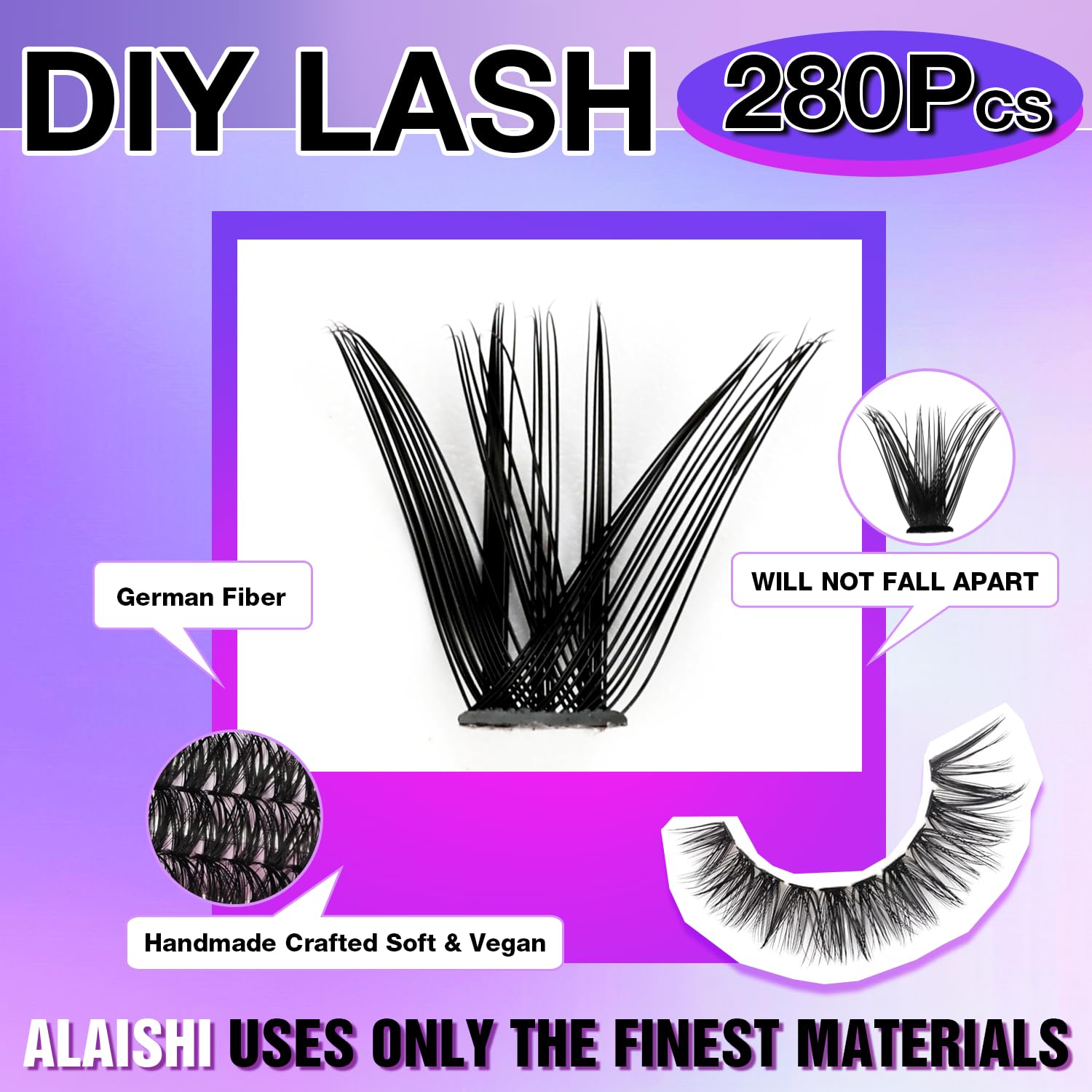 Thumbnail 2 de AILAISHI Wimpern Extensions Kit – 280 Stück Cluster Lashes 9–16 mm, 40D+50D D-Curl inkl. Bond & Seal