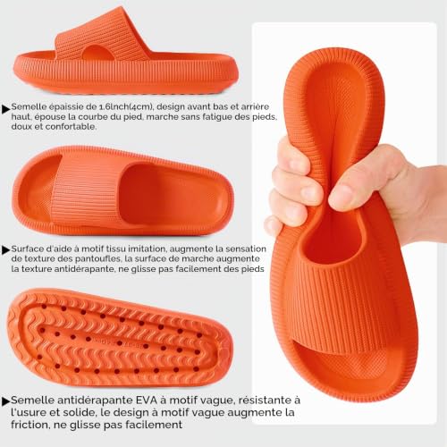 Thumbnail 2 de HEOAARG Chaussons Nuage Antidérapants pour Homme et Femme, 36-37 EU – Orange