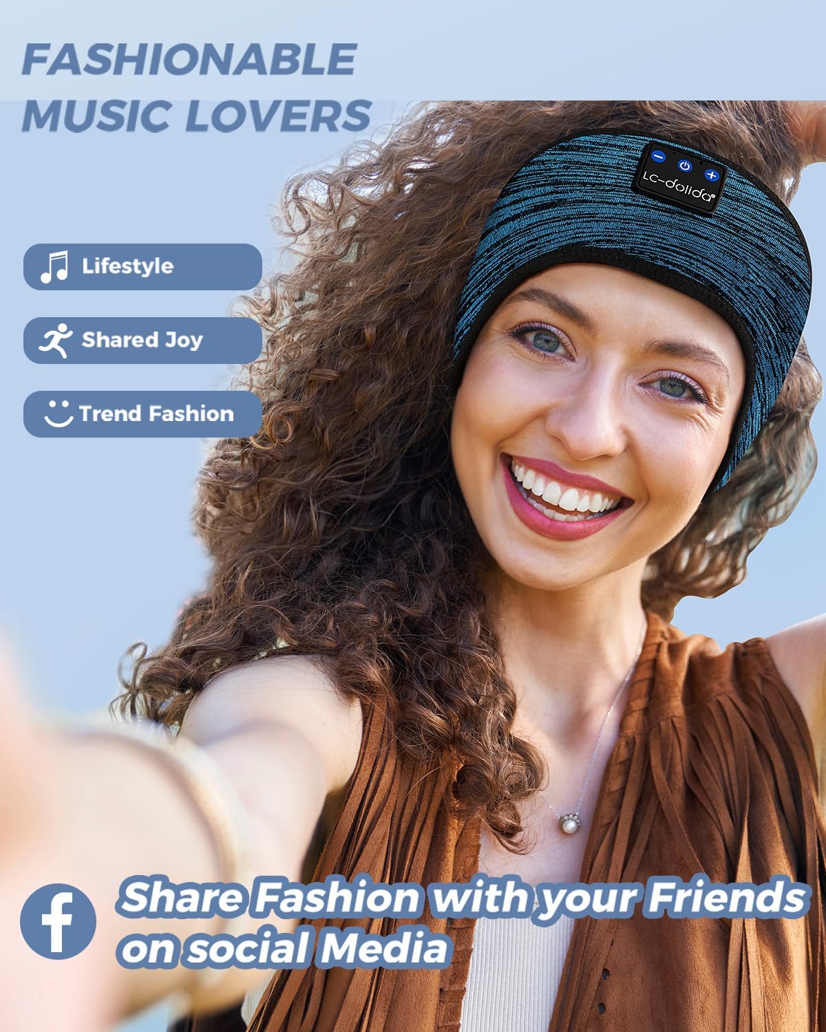 Detalle de LC-dolida Bluetooth 5.4 Sleep Headband Headphones with Ultra-Thin Stereo Speakers