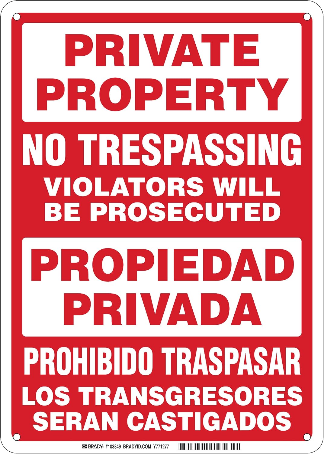 Detalle de Brady Private Property Sign, 14" x 10