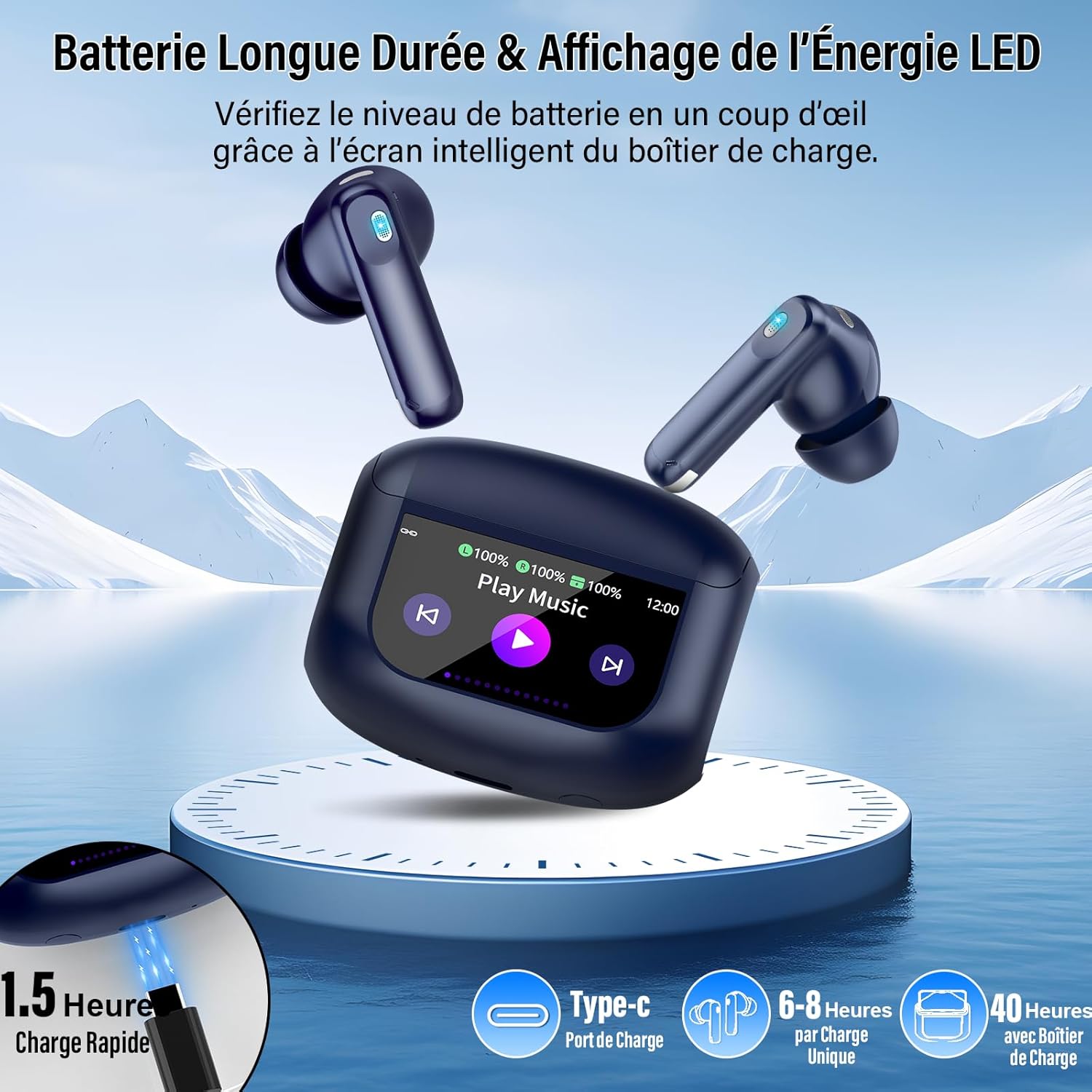 Thumbnail 6 de AI Écouteur Traducteur Instantané 164 langues avec ANC/ENC, écran tactile LED et autonomie jusqu’à 48 h