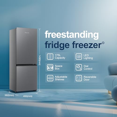 Thumbnail 1 de Fridgemaster MC50165EB 50cm Freestanding Fridge Freezer (175 L) with Crisper Box, Reversible Door, LED Light, Black