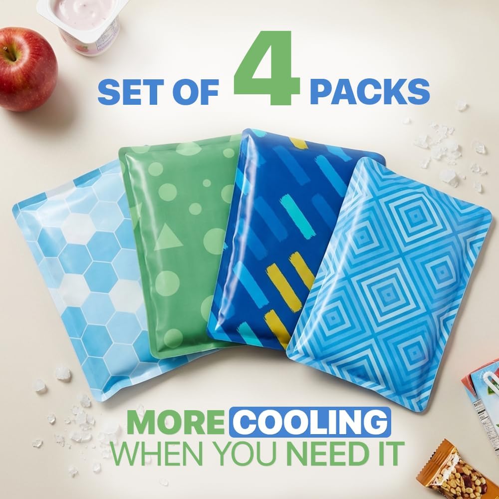 Detalle 2 de RIDGECOOL Slim Ice Packs for Lunch Boxes, 4-Pack, 4.5 x 6-Inch Sports Designs