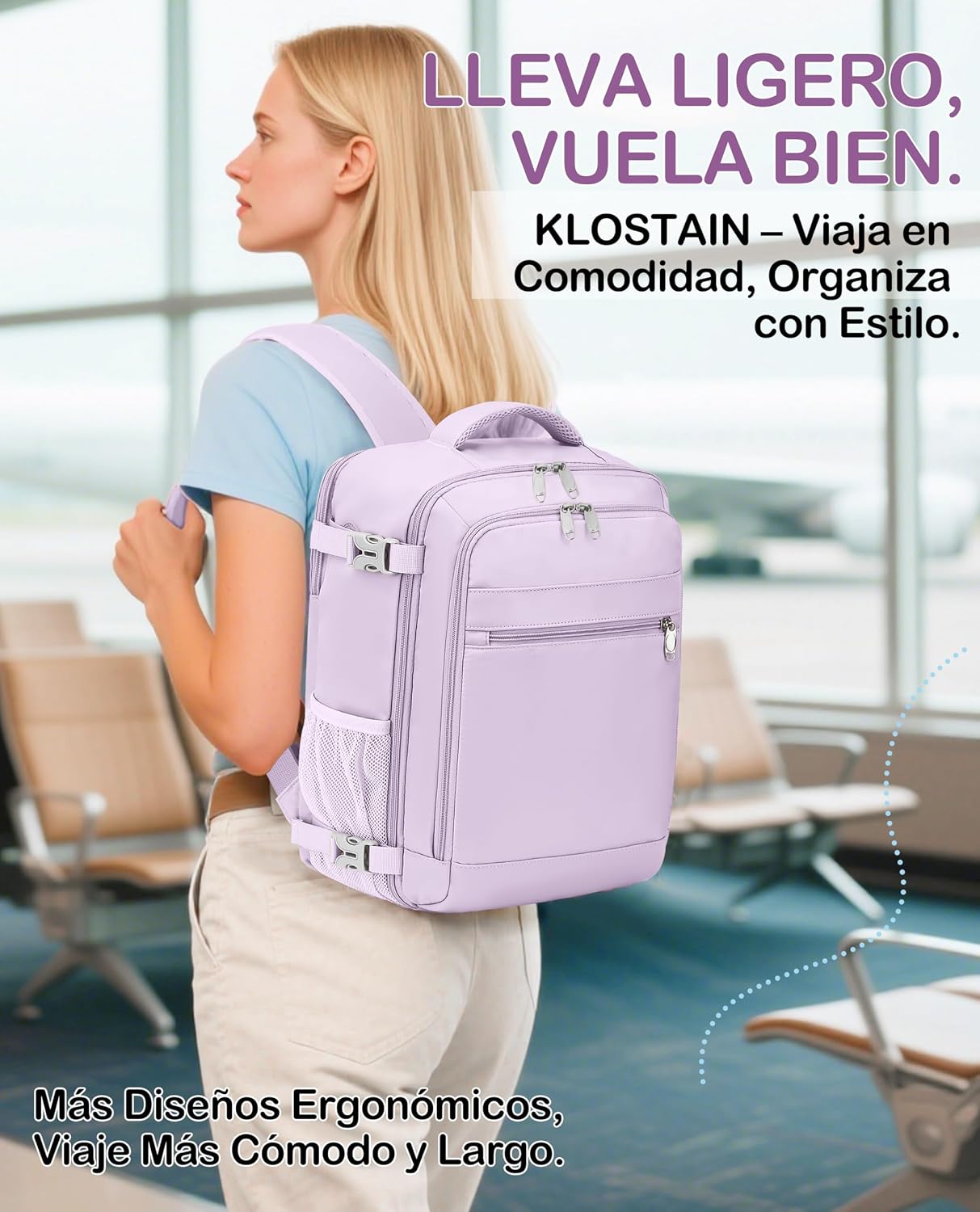 Detalle 2 de KLOSTAIN Mochila de Cabina 45x36x20 cm (30 L) para EasyJet: práctica, cómoda y versátil