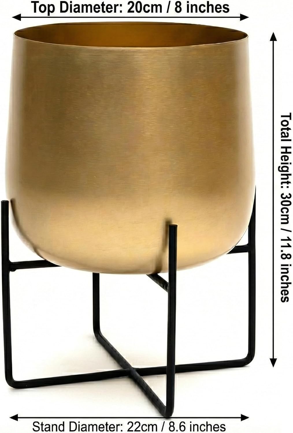 Thumbnail 1 de Olly & Rose Gold Plant Pot with Black Stand