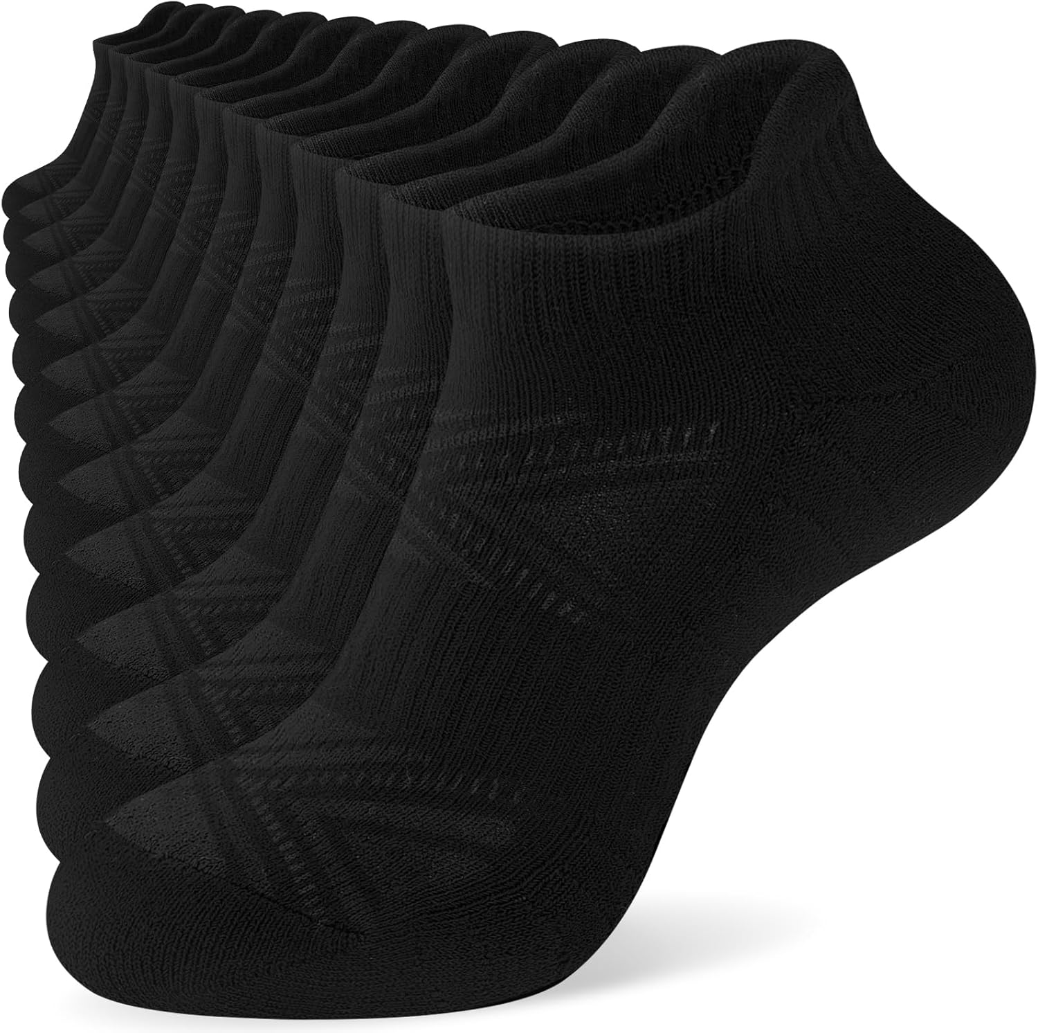 Detalle de SockWaddles Trainer Socks for Men & Women – Anti-Blister Cushioned Ankle Running, Breathable Cotton, 6 Pairs (White/Black)