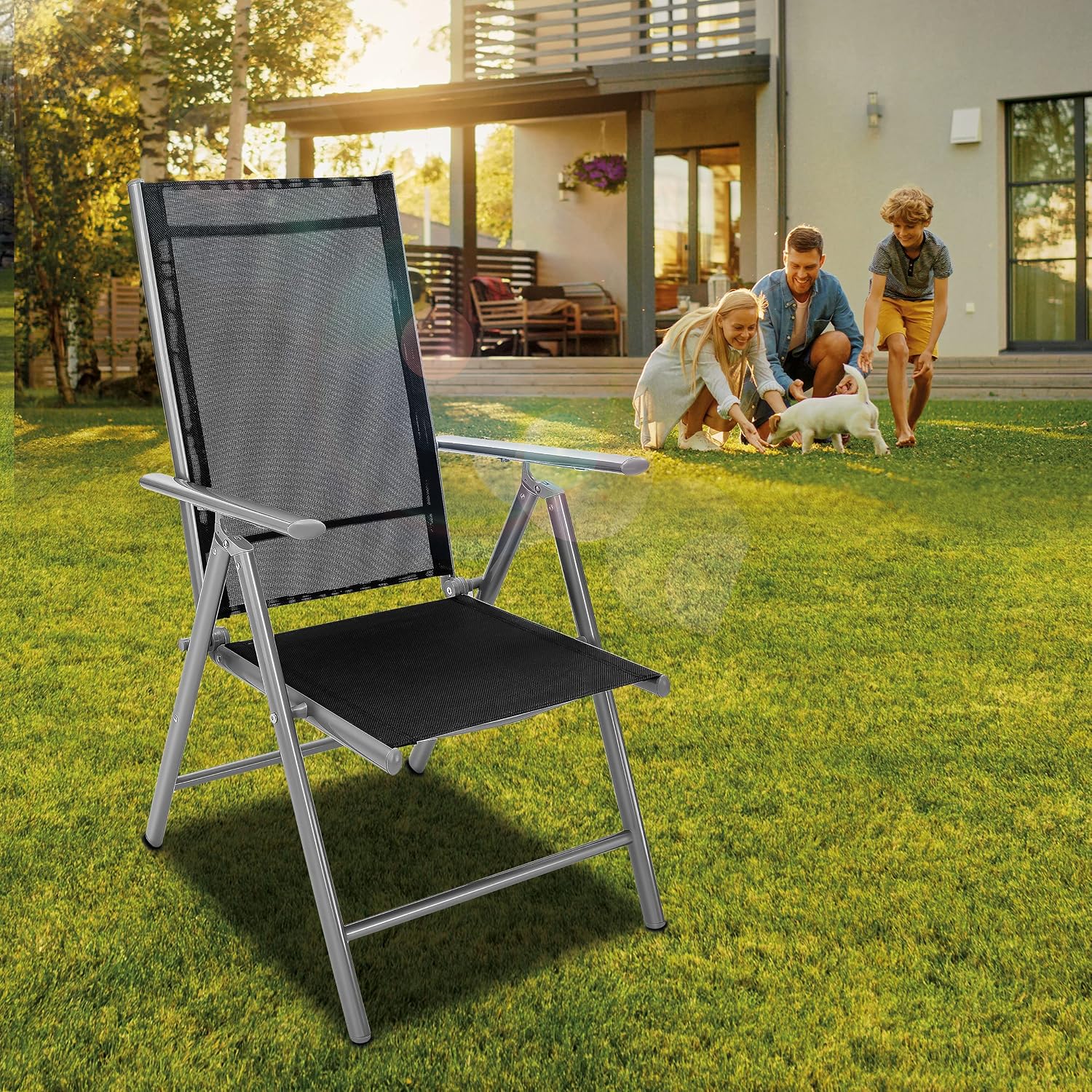 Detalle 2 de Tillvex Gartenstuhl 2 Stück klappbar Aluminium