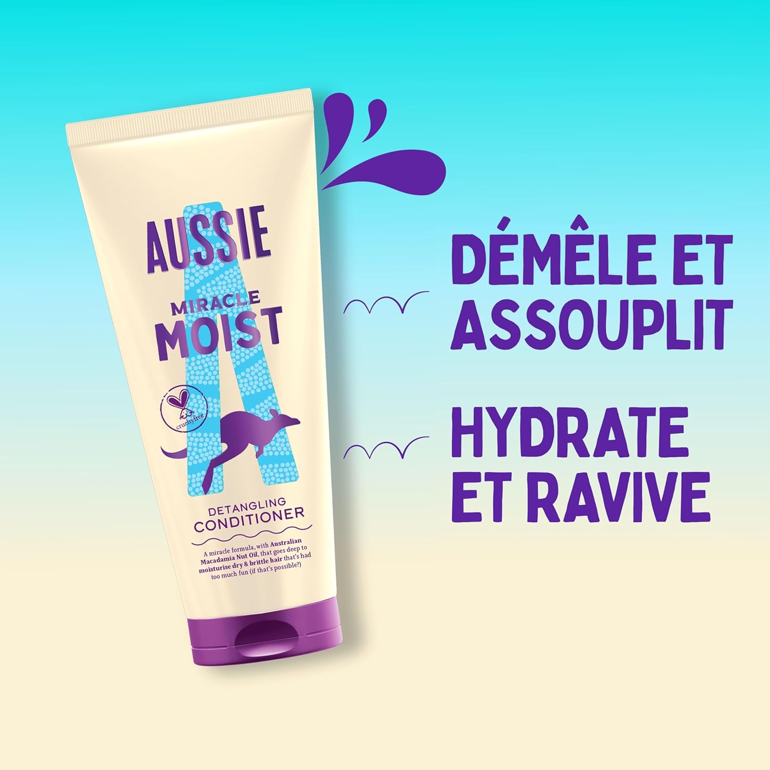 Detalle 2 de Aussie Miracle Moist Après-shampooing démêlant 1000ml 💇♀