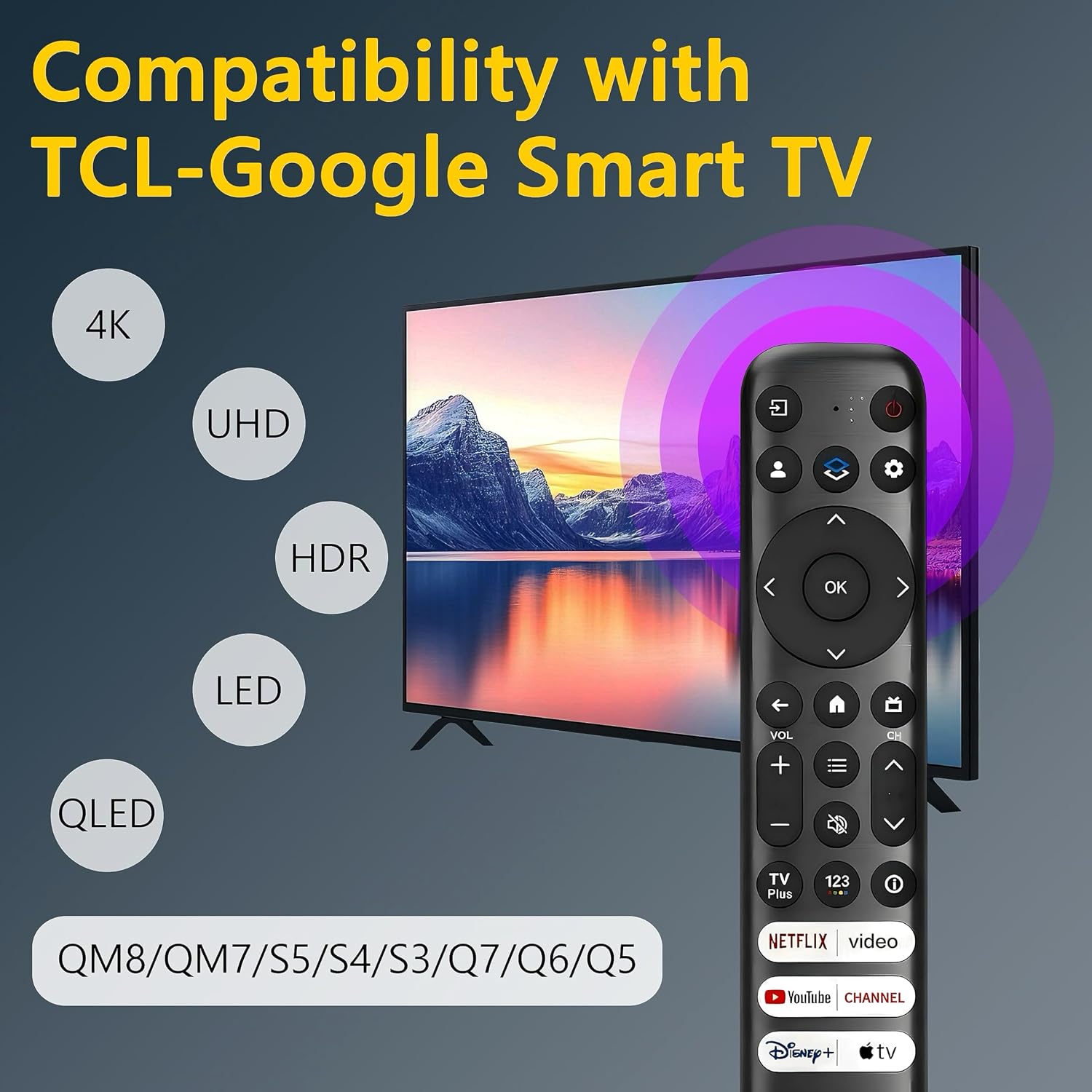 Detalle 2 de BUXQE RC813 Remote Control for TCL Google TVs, Infrared, 6 Shortcut Keys