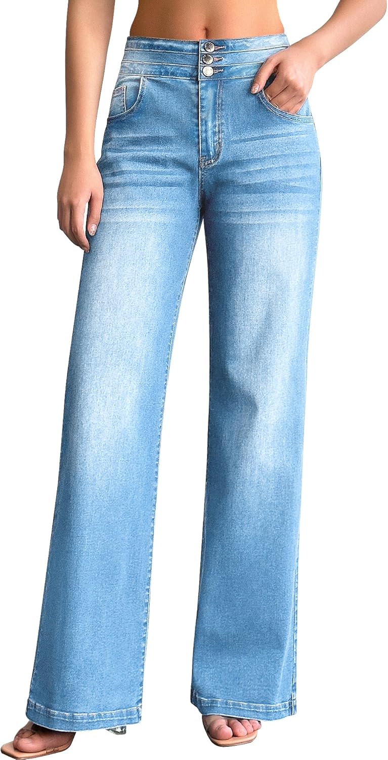Thumbnail 6 de Roswear Women's Wide Leg Jeans: High-Waisted, Stretchy Comfort with Vintage Flair