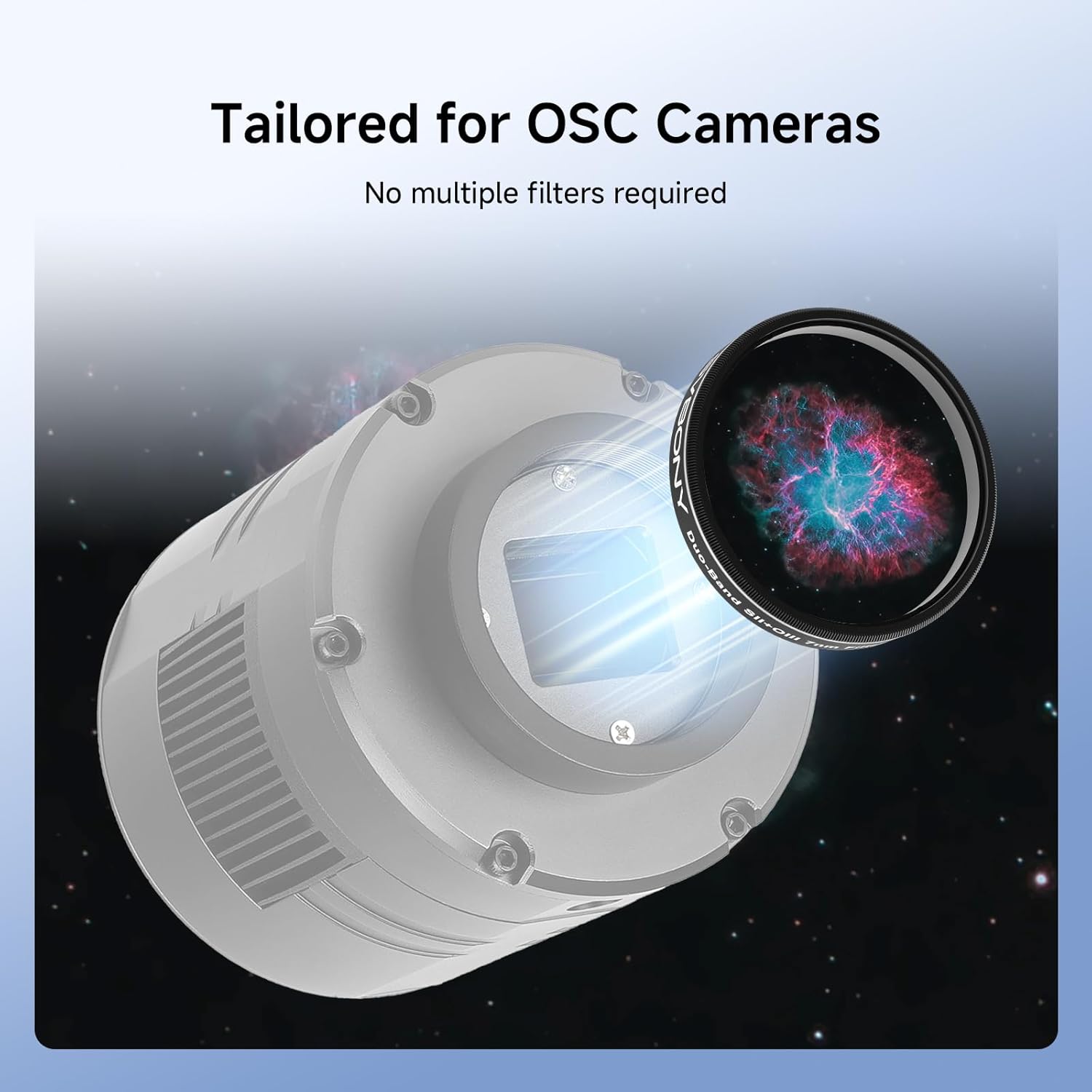 Detalle 2 de Svbony SV220 filtro per telescopio SII e OIII a doppia banda da 1,25" (7 nm, OD5)
