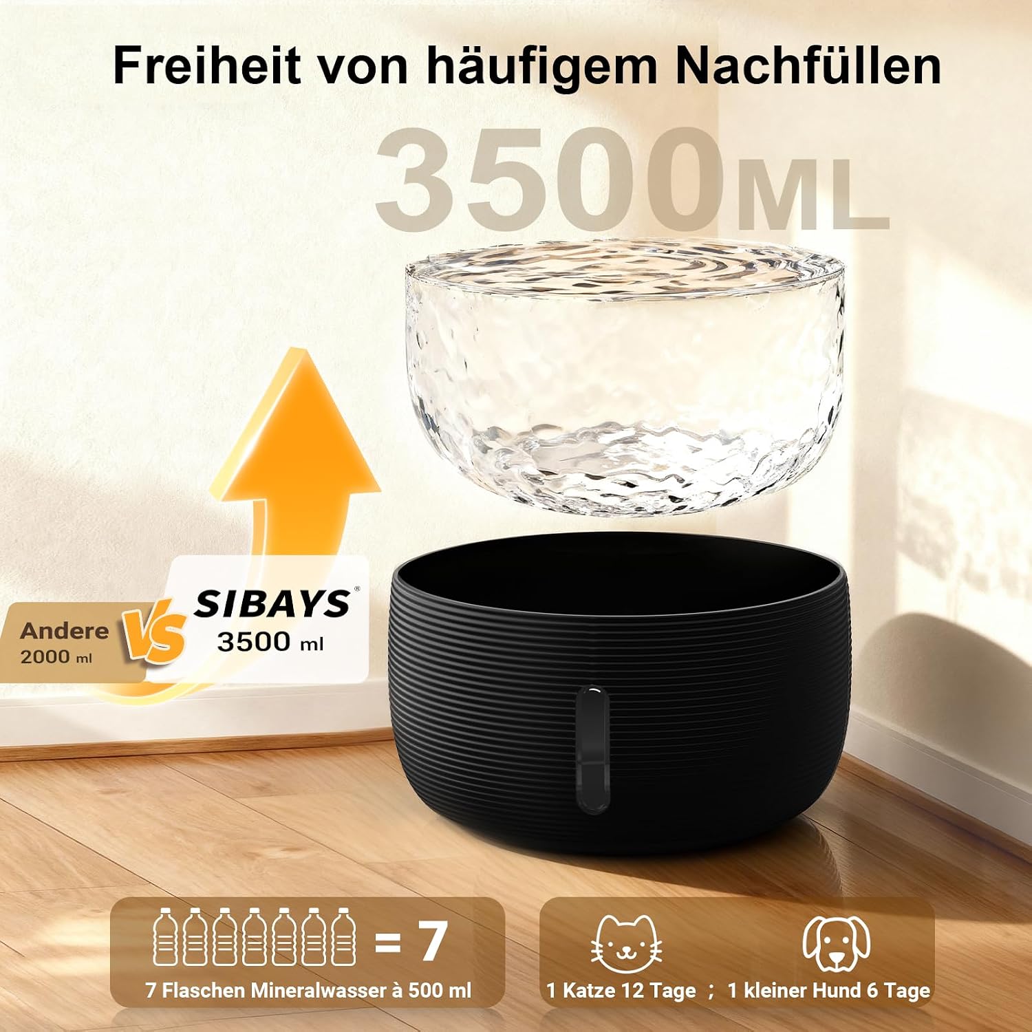 Detalle 2 de SIBAYS Trinkbrunnen für Katze 3,5 l