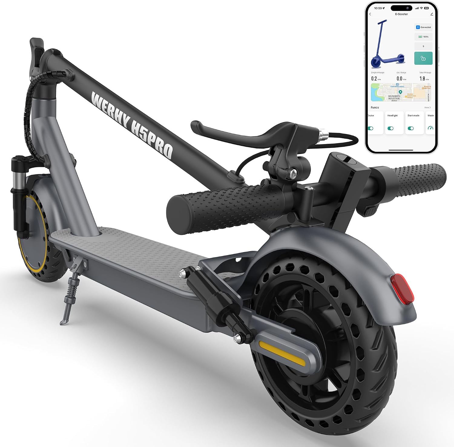 Detalle de WERHY H5PRO Folding Electric Scooter for Adults with Dual Suspension and Brakes