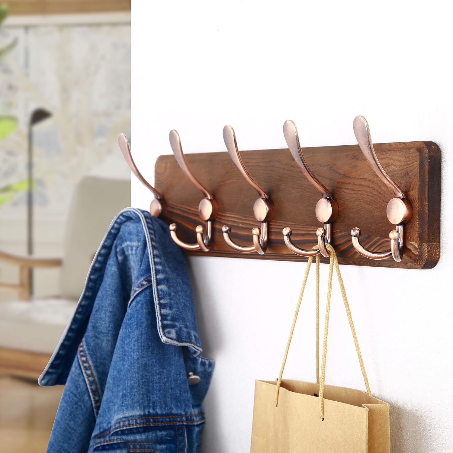Thumbnail 5 de SKOLOO Wall-Mounted Coat Rack, Pine Wood