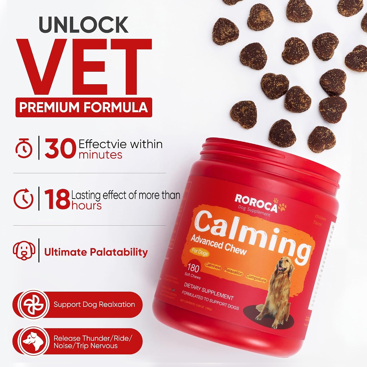 Thumbnail 1 de ROROCA Dog Calming Chews, 180 Count