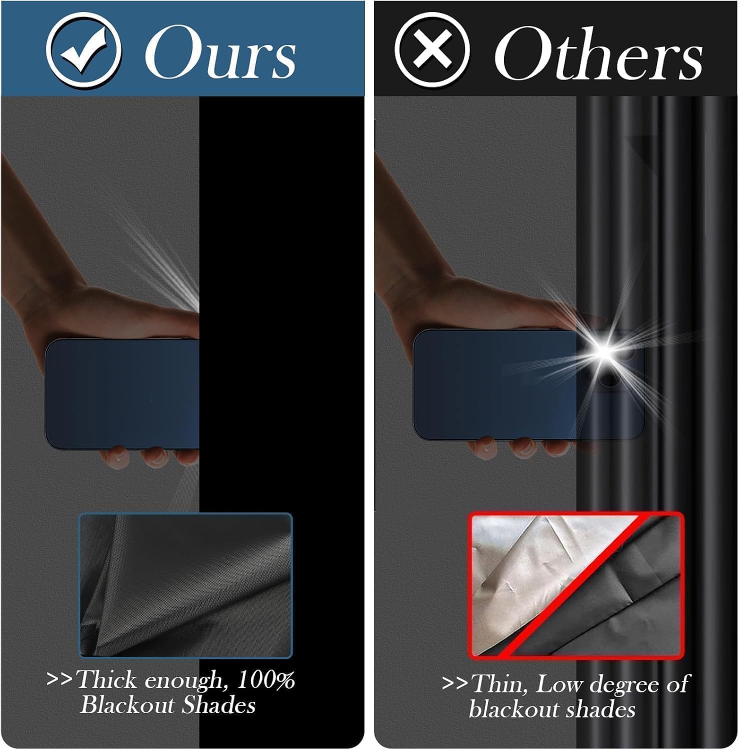 Detalle de Blackout Blinds Stick On 300x145cm – 100% Blackout, 420D Fabric, Cut-to-Size & Portable