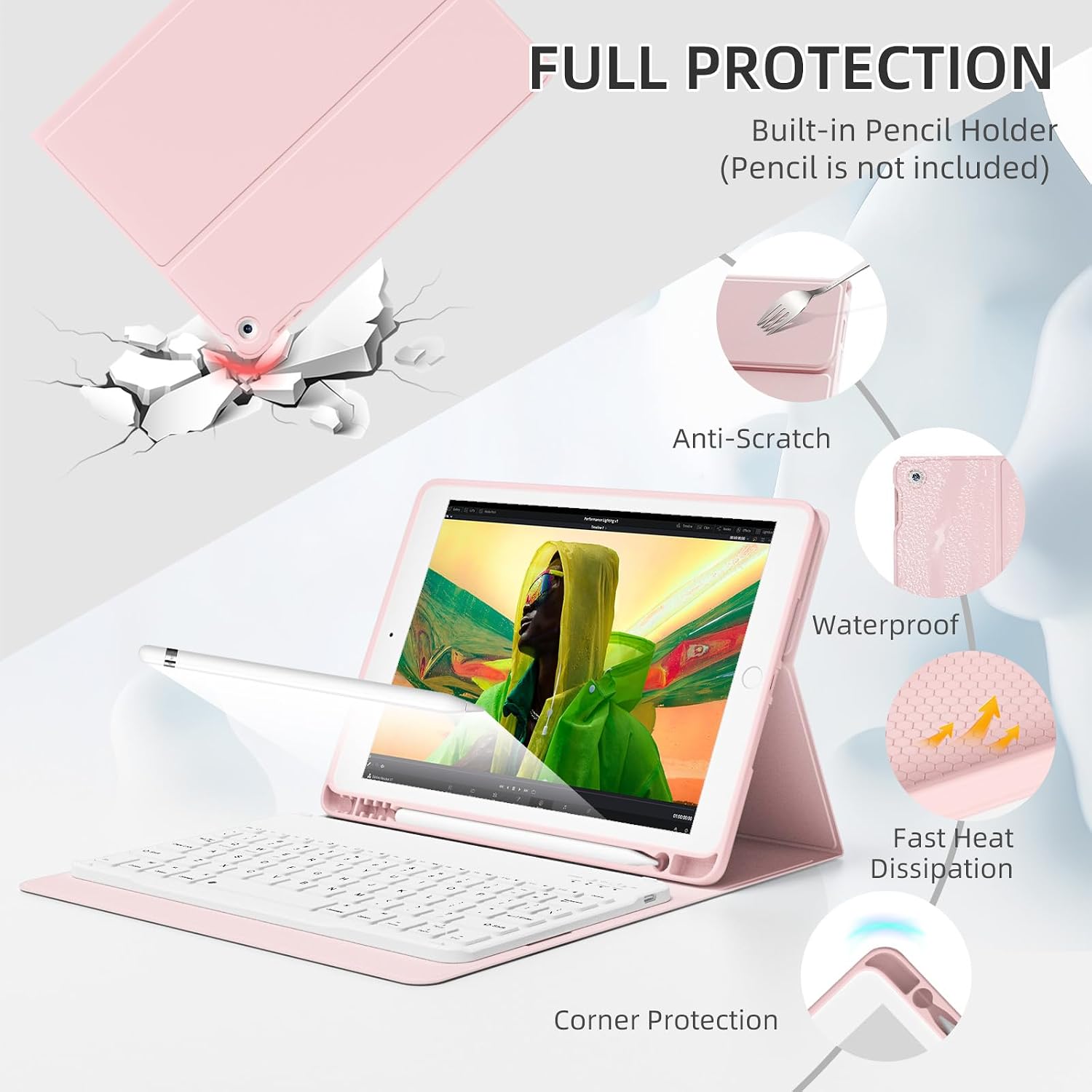 Detalle 2 de KVTVOU Case with Detachable Bluetooth Keyboard for iPad 10.2-inch
