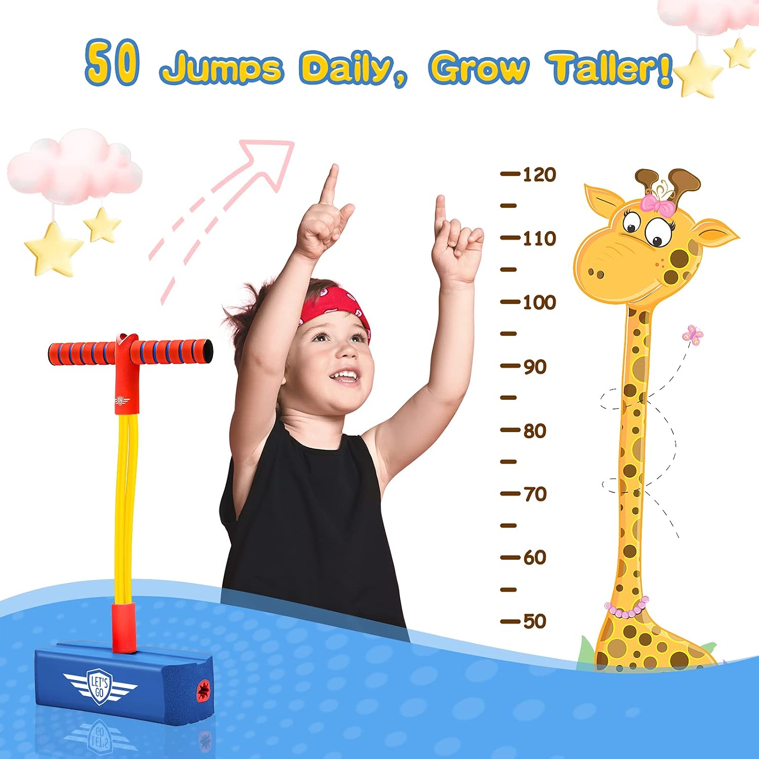Thumbnail 1 de Toyzey foam pogo jumper stick for children aged 3–12 (blue) – birthday and outdoor gift