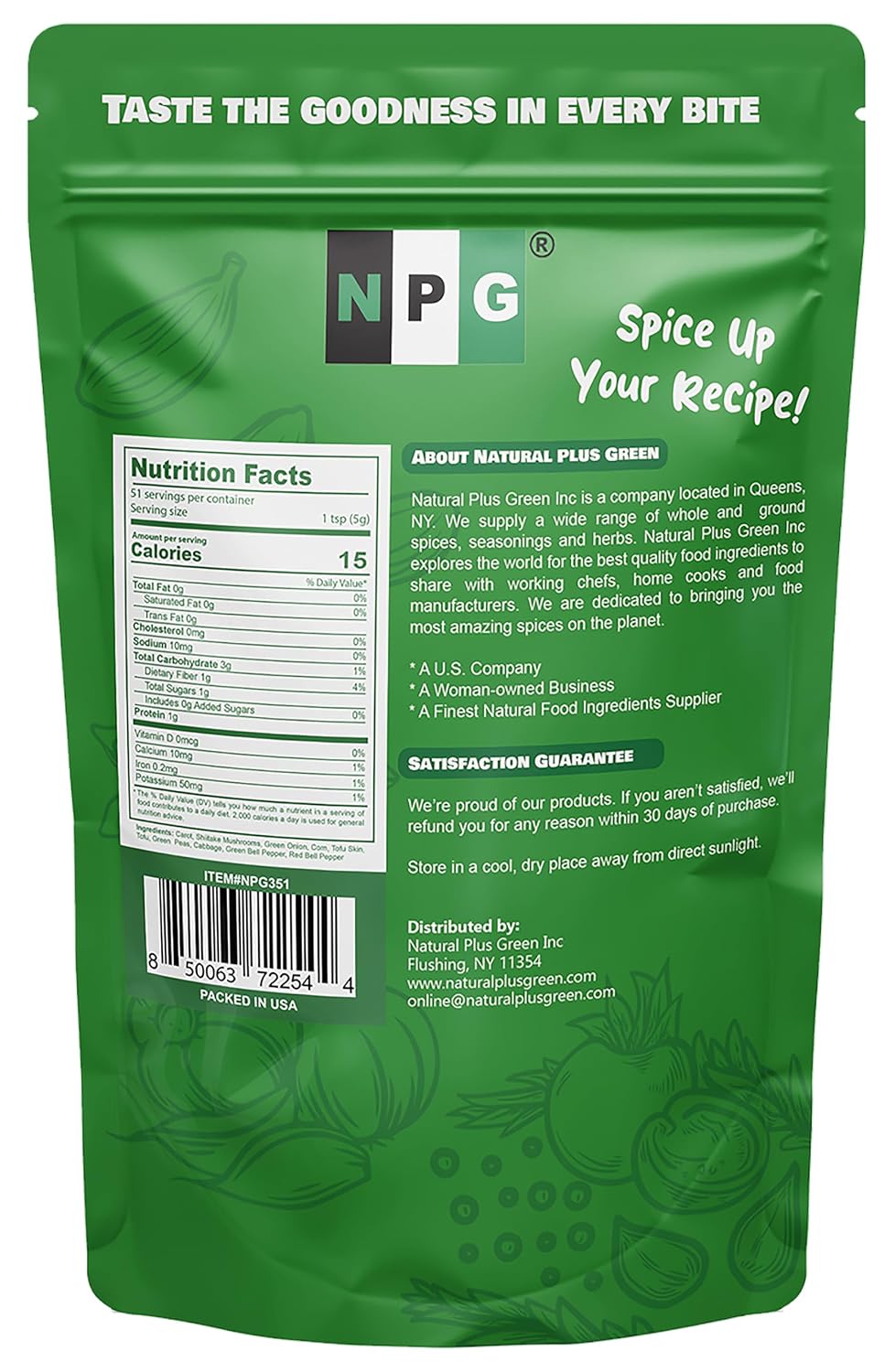 Detalle 2 de Natural Plus Green Dried Vegetable Mix, 9 Oz, Shiitake Mushroom & Tofu, No Added Salt