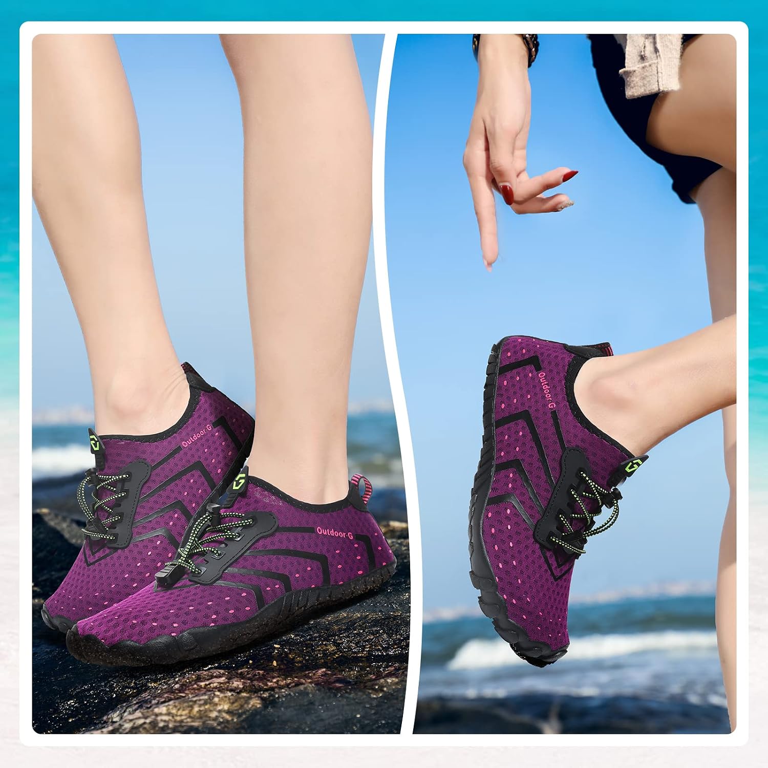 Detalle 2 de Wasserschuhe Damen/Herren – Schnelltrocknende Badeschuhe mit Drainagelöchern, 36–46 EU