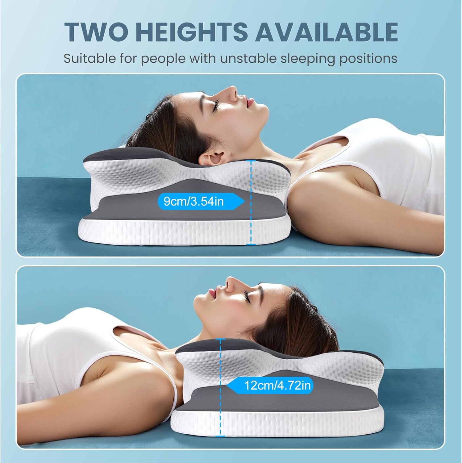 Detalle de Oreiller orthopédique ergonomique en mousse à mémoire de forme A-Pce avec taie amovible en soie glacée