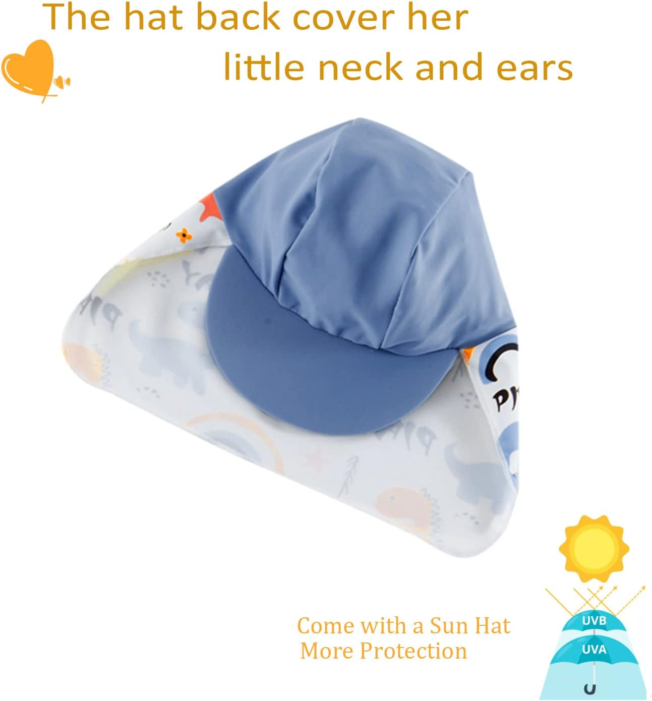 Detalle 2 de UMELOK Baby Boys Swimwear UPF 50+ All-in-One with Sun Hat