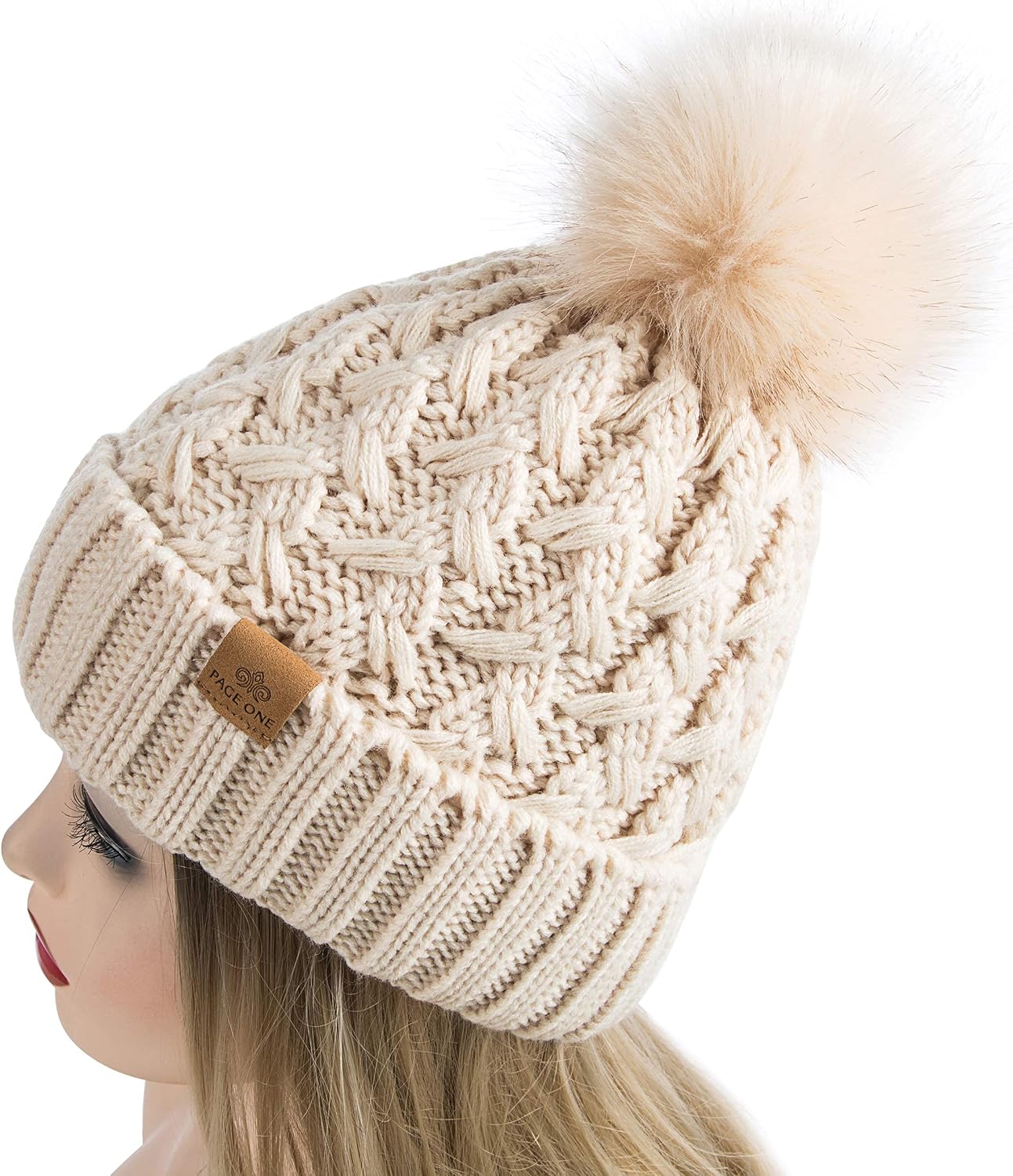 Thumbnail 2 de PAGE ONE Womens Winter Ribbed Beanie — Chunky Cable Knit Hat 🧣