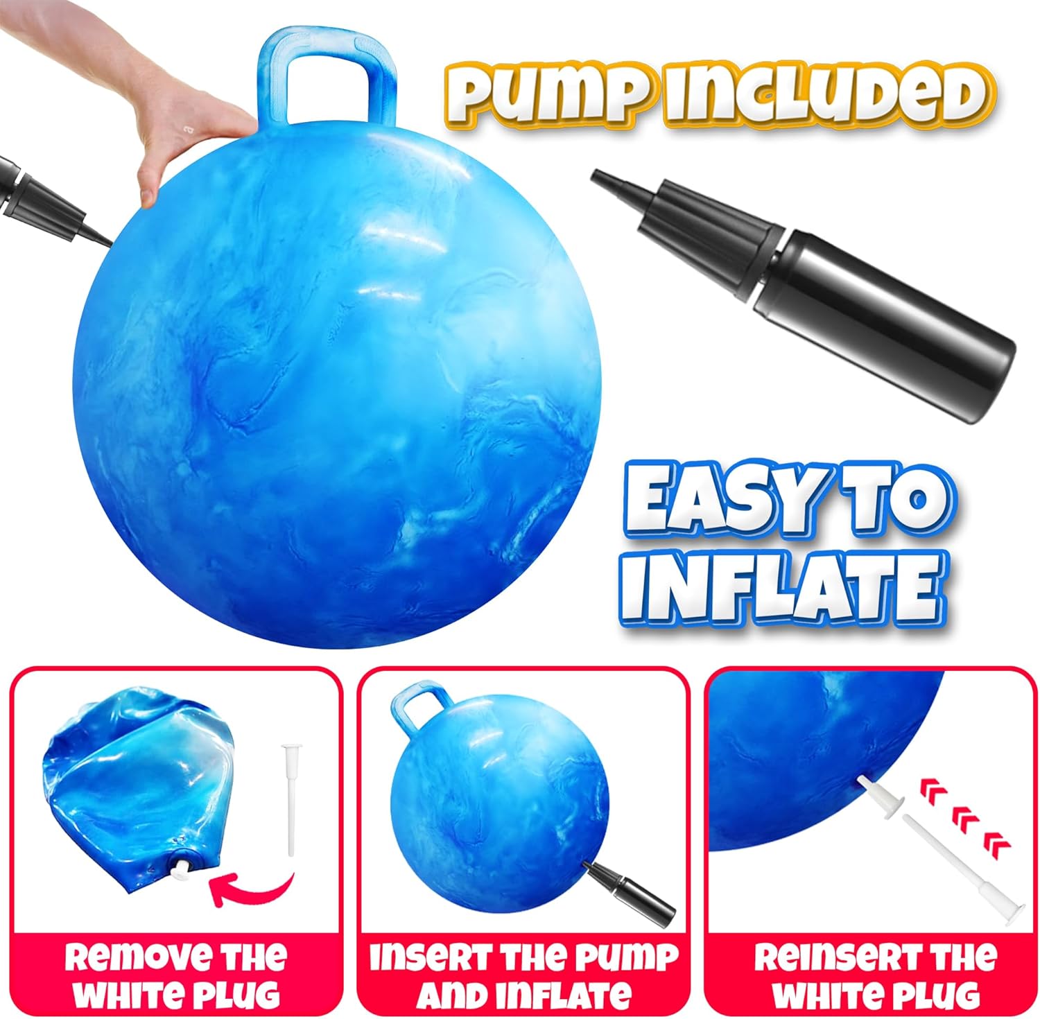 Detalle de Bedwina 20-Inch Bouncing Ball with Handle for Kids