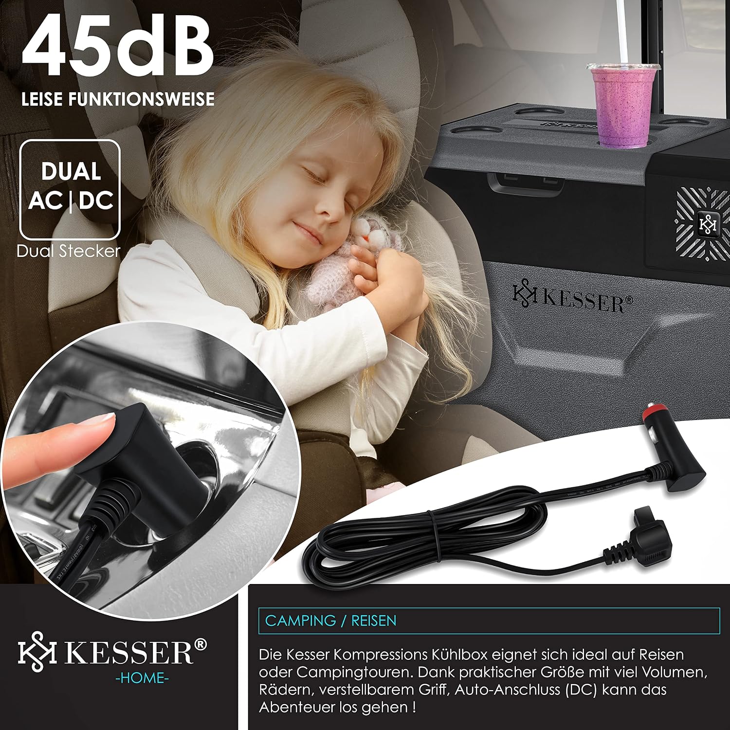 Detalle de KESSER® Kompressor-Kühlbox 30L – mobile Kühlbox mit App-Steuerung und Gefrierfunktion