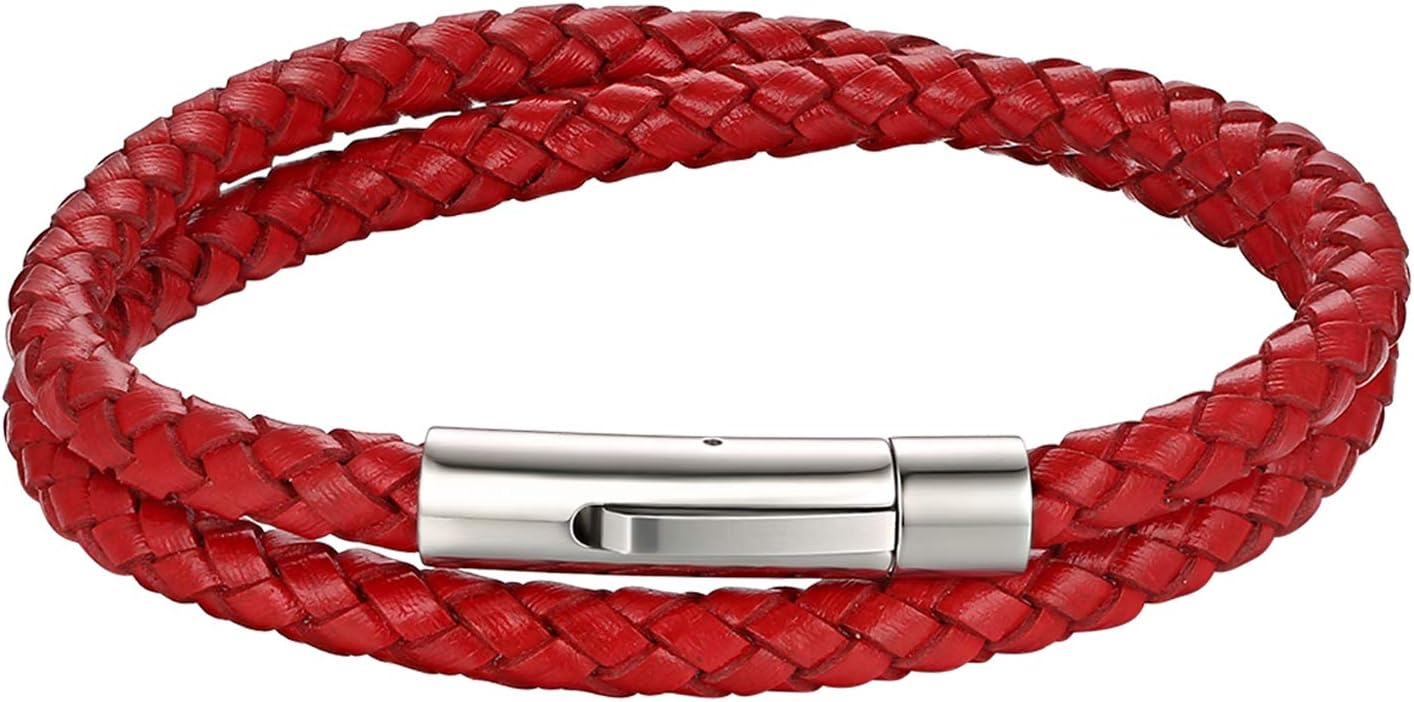 Detalle 2 de Cupimatch Armband Herren Lederarmband, Edelstahl Geflochten – Manschette als stilvolles Geschenk