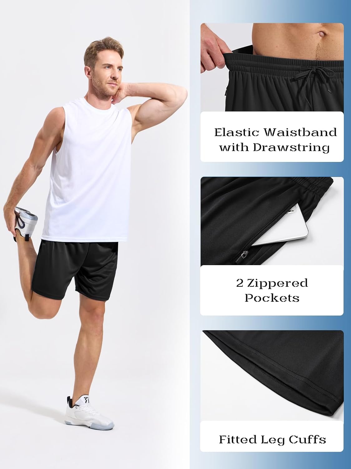 Thumbnail 4 de Cimic 3/5 Pack Mens Running Shorts – Quick-Dry, Lightweight Gym Shorts with Zip Pockets