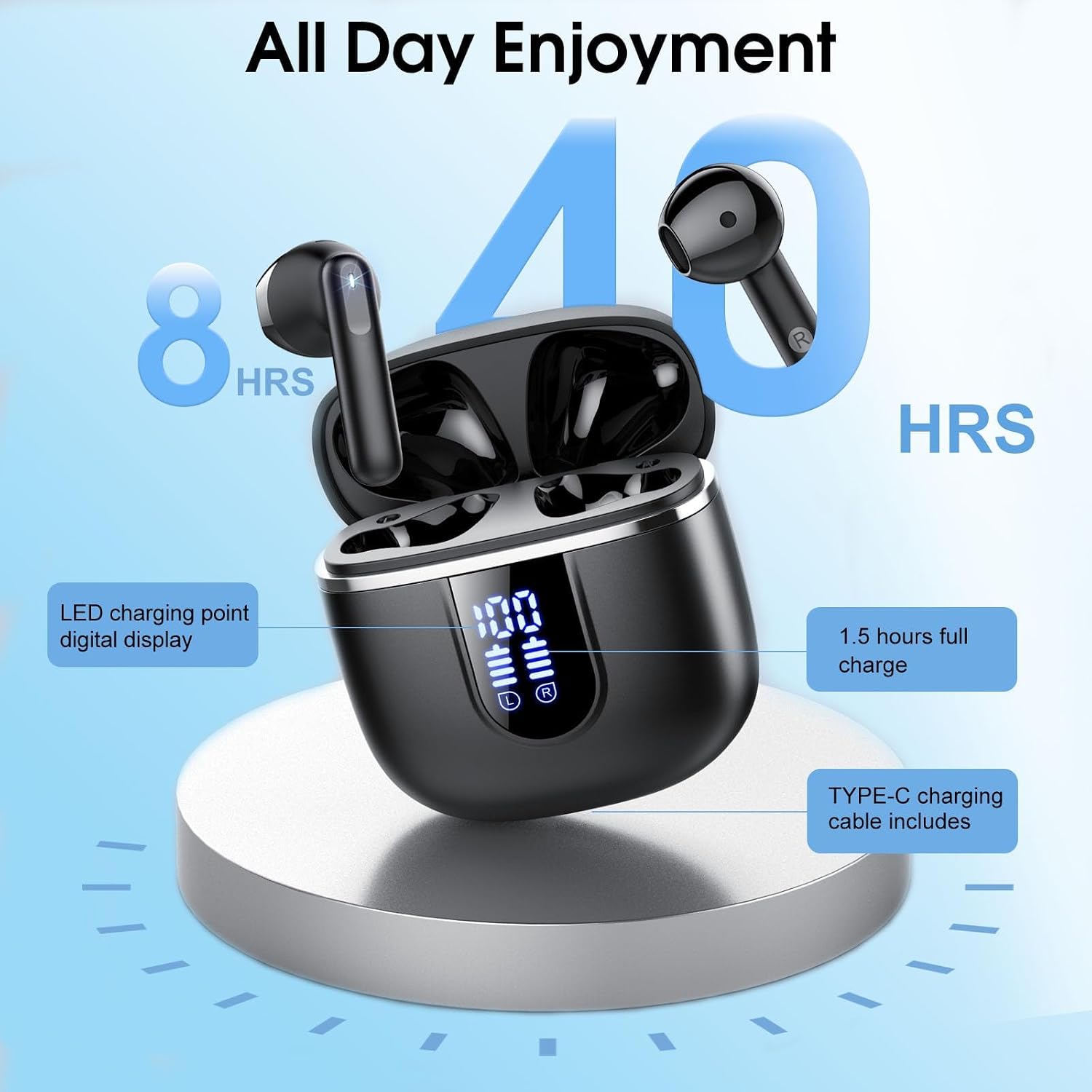 Detalle 2 de Cillso Wireless Earbuds 40H playtime