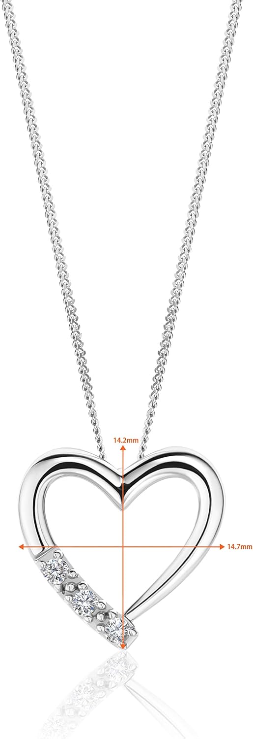 Thumbnail 2 de Orovi Femme 14 Kt / 585 Collier Diamants Cœur en Or Blanc 0,08 ct – Longueur 45 cm