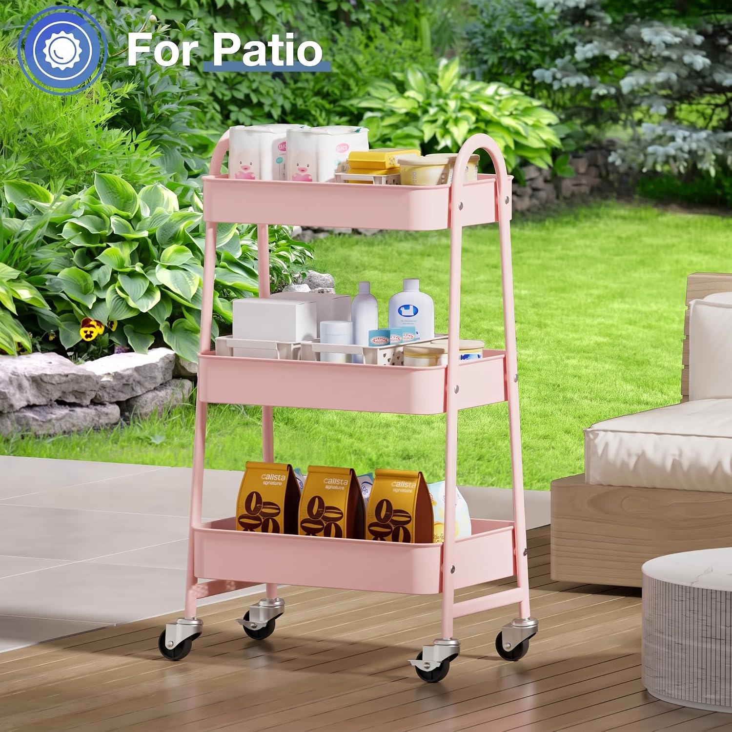 Thumbnail 6 de OLIXIS Metal Rolling Storage Cart, 3-Tier