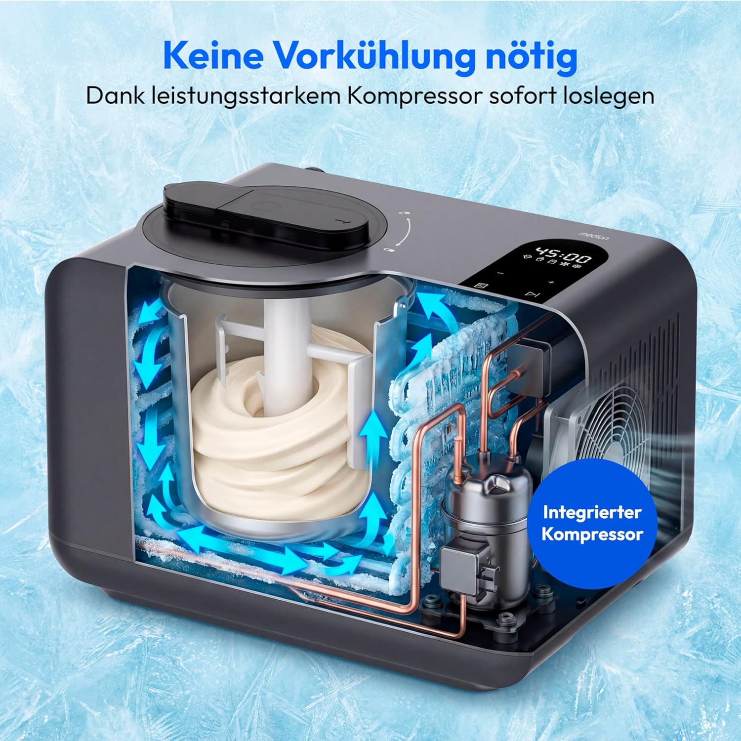 Thumbnail 2 de MEDION Eismaschine mit Kompressor MD 100087 – 1,5 L, selfkühlend, inkl. Zubehör