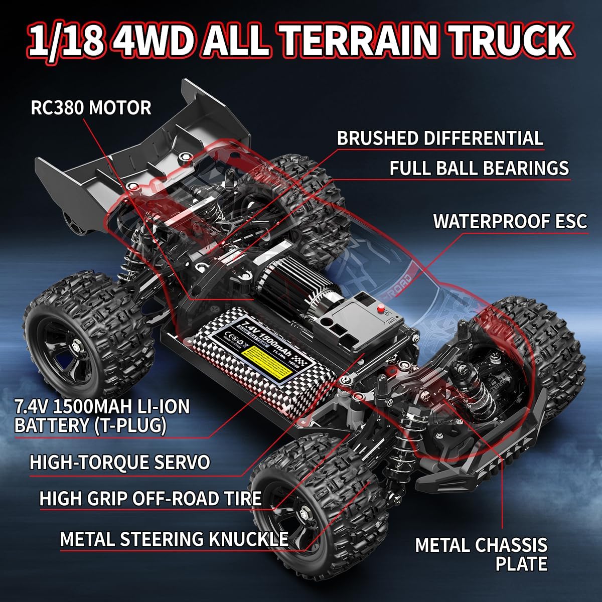 Thumbnail 3 de Macchina telecomandata 1:18 4x4 36 km/h