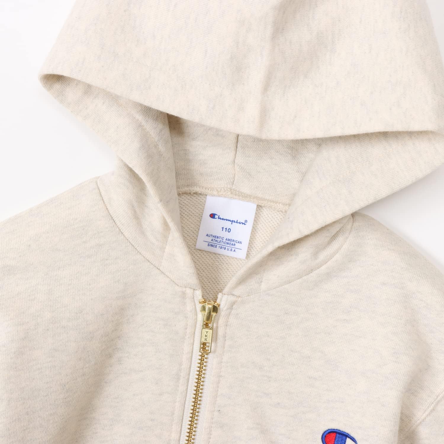 Detalle de Champion CK-Y102 キッズ ジップフーデッドスウェットシャツ 綿100%・Cロゴ刺繍