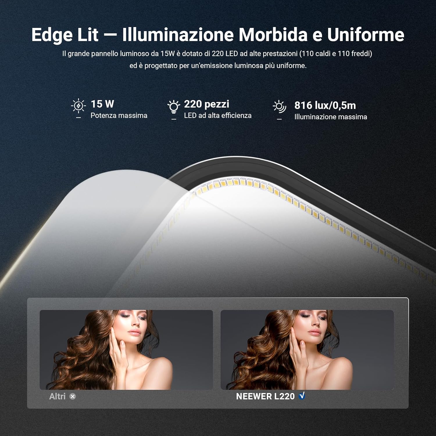 Thumbnail 3 de NEEWER BASICS Luce per video conferenza da 10,8" con supporto telefono (2 pezzi) e pannello LED Edge Lit 15W