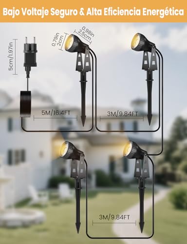 Detalle 2 de ZOTOYI Focos LED de Jardín IP68 4-en-1: iluminación exterior ajustable y de bajo consumo