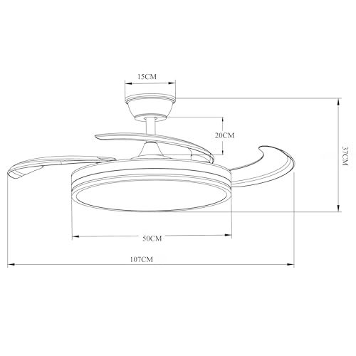Detalle 2 de Ventilador de Techo LED con Aspas Retráctiles y Control Remoto de LEDUNI (66W)