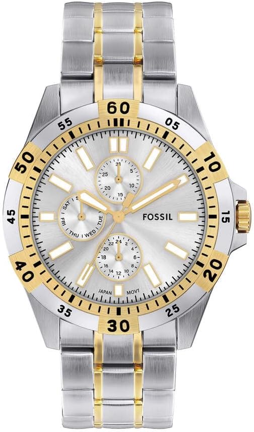 Detalle de FOSSIL Garrett Herrenuhr – Quarz Multifunktion, Edelstahlarmband, 44 mm Gehäuse