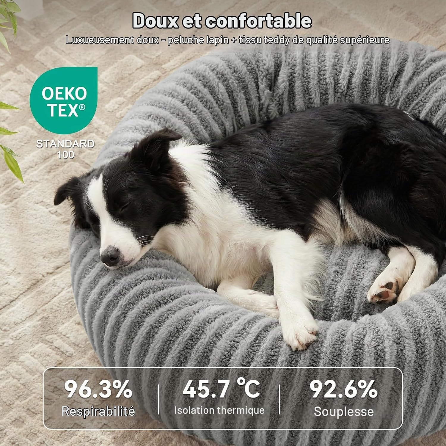Thumbnail 1 de Pawk TRTDR-KCYW-CY-DE-LG-23 rond hondenbed met pluche, traagschuim en antislip