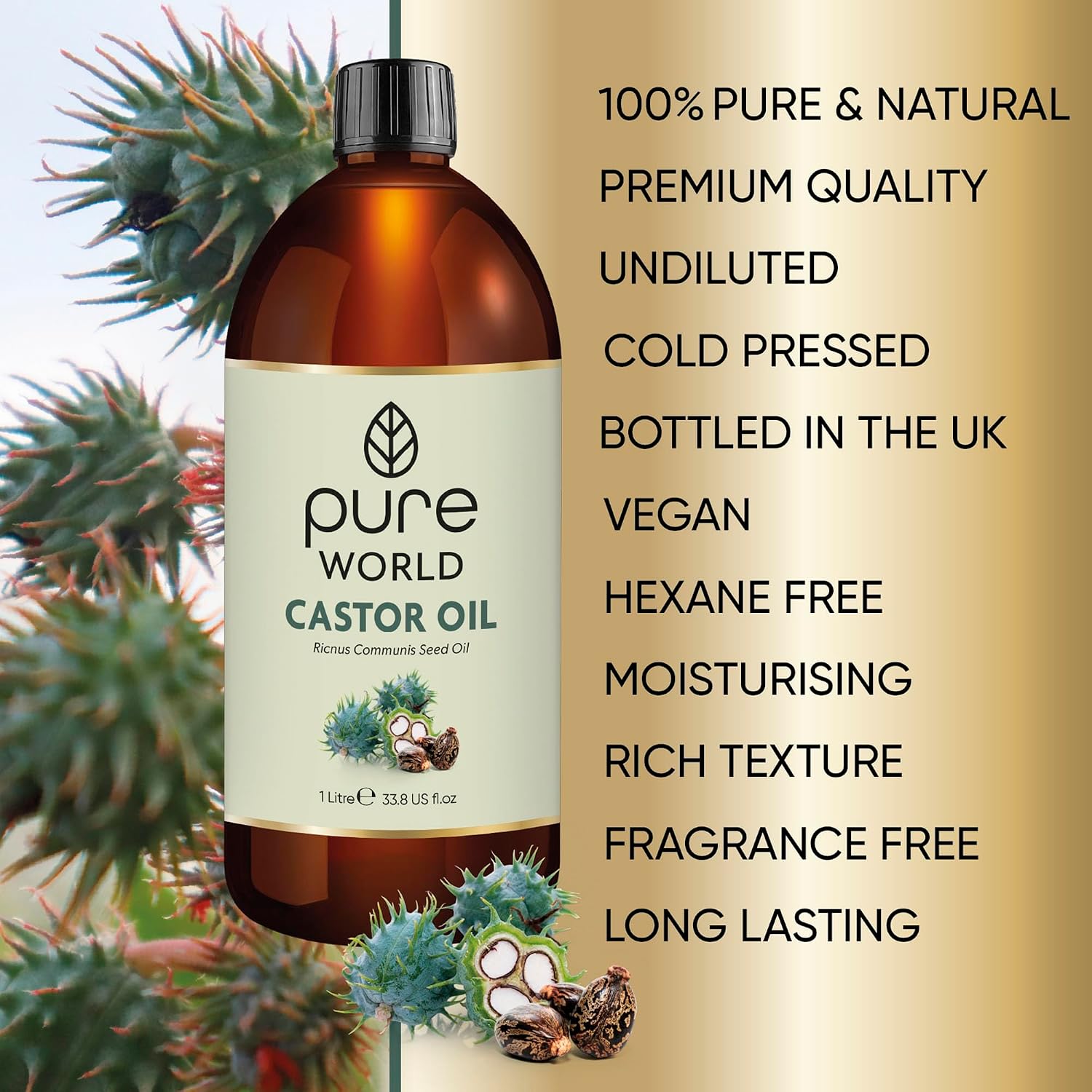 Thumbnail 4 de Pure World Natural Castor Oil 1000 ml for Hair & Skin