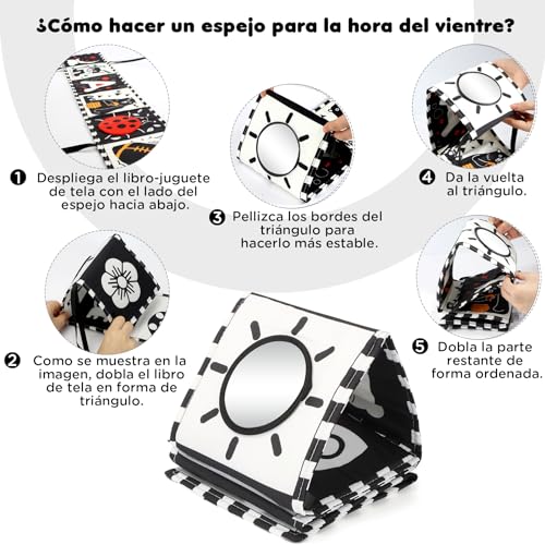 Detalle de URMYWO Libro Bebé Blanco y Negro – Tummy Time Montessori
